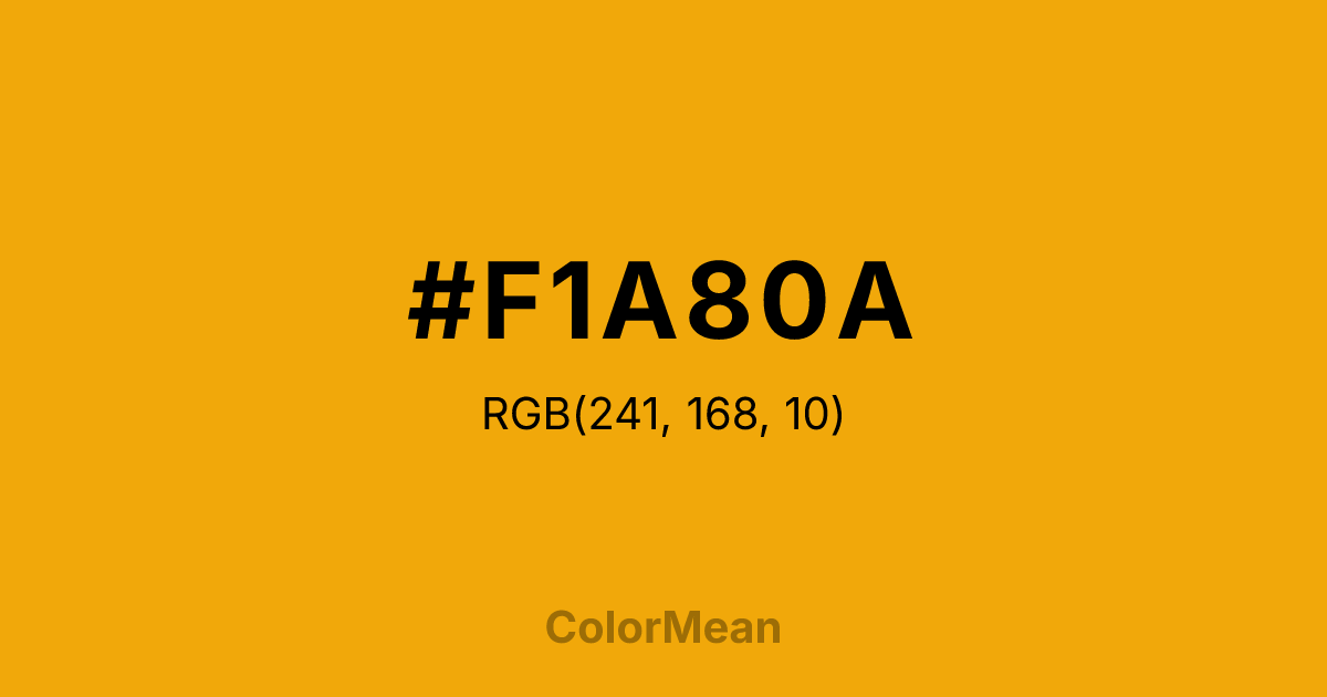 Color swatch image showing #F1A80A with RGB(241,168,10) values