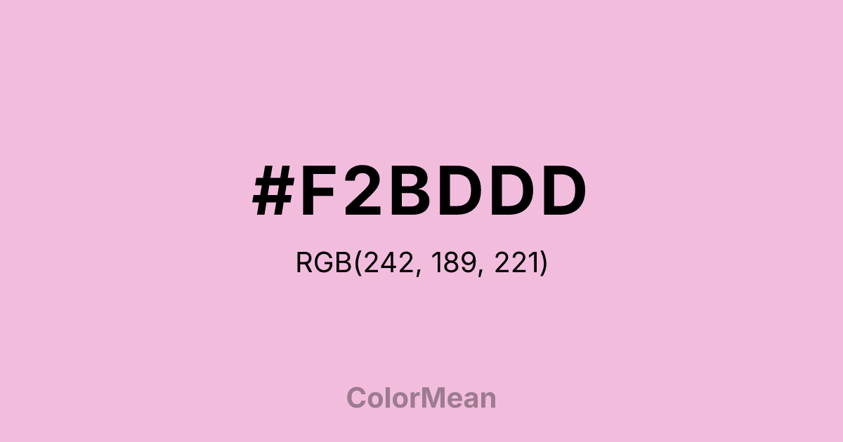 Color swatch image showing #F2BDDD with RGB(242,189,221) values