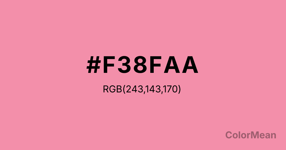 Color swatch image showing #F38FAA with RGB(243,143,170) values