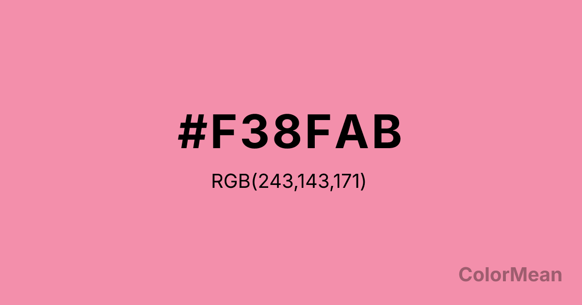 Color swatch image showing #F38FAB with RGB(243,143,171) values