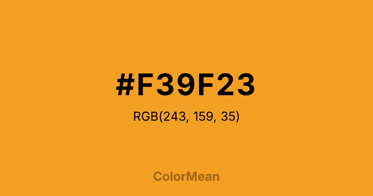 Color swatch image showing #F39F23 with RGB(243,159,35) values
