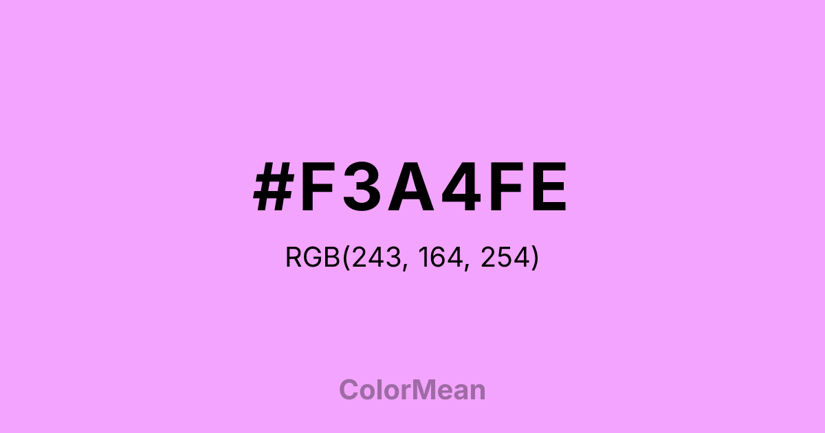 Color swatch image showing #F3A4FE with RGB(243,164,254) values