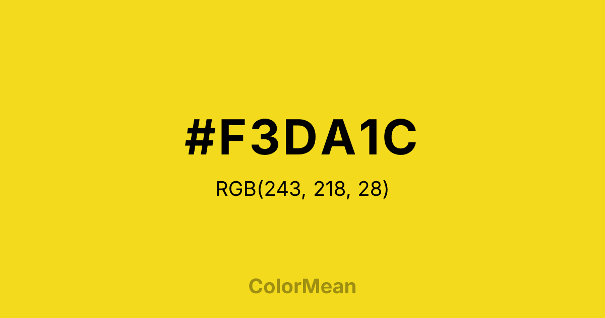 Color swatch image showing #F3DA1C with RGB(243,218,28) values