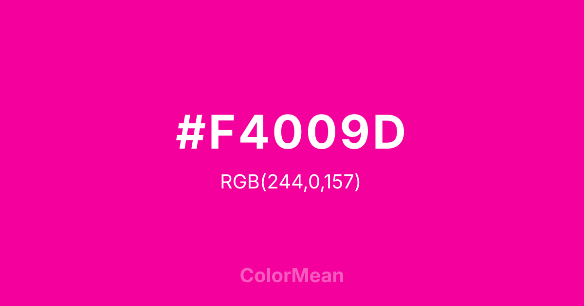 Color swatch image showing #F4009D with RGB(244,0,157) values