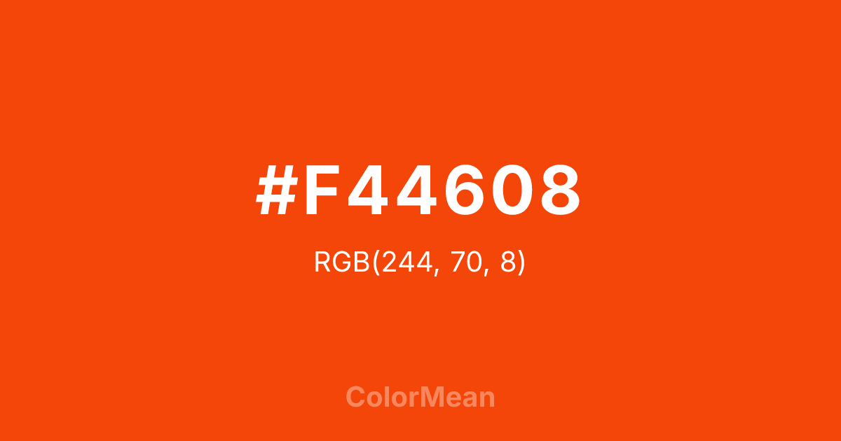 Color swatch image showing #F44608 with RGB(244,70,8) values