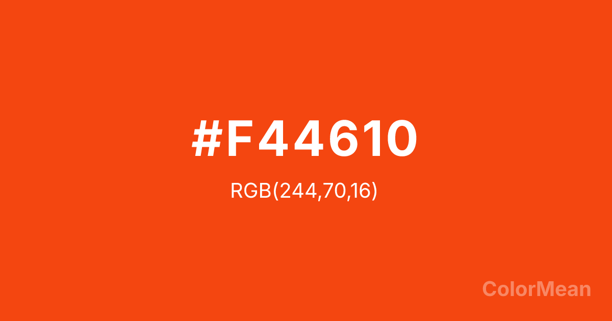 Color swatch image showing #F44610 with RGB(244,70,16) values