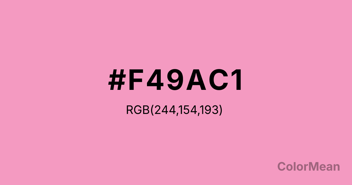 Color swatch image showing #F49AC1 with RGB(244,154,193) values