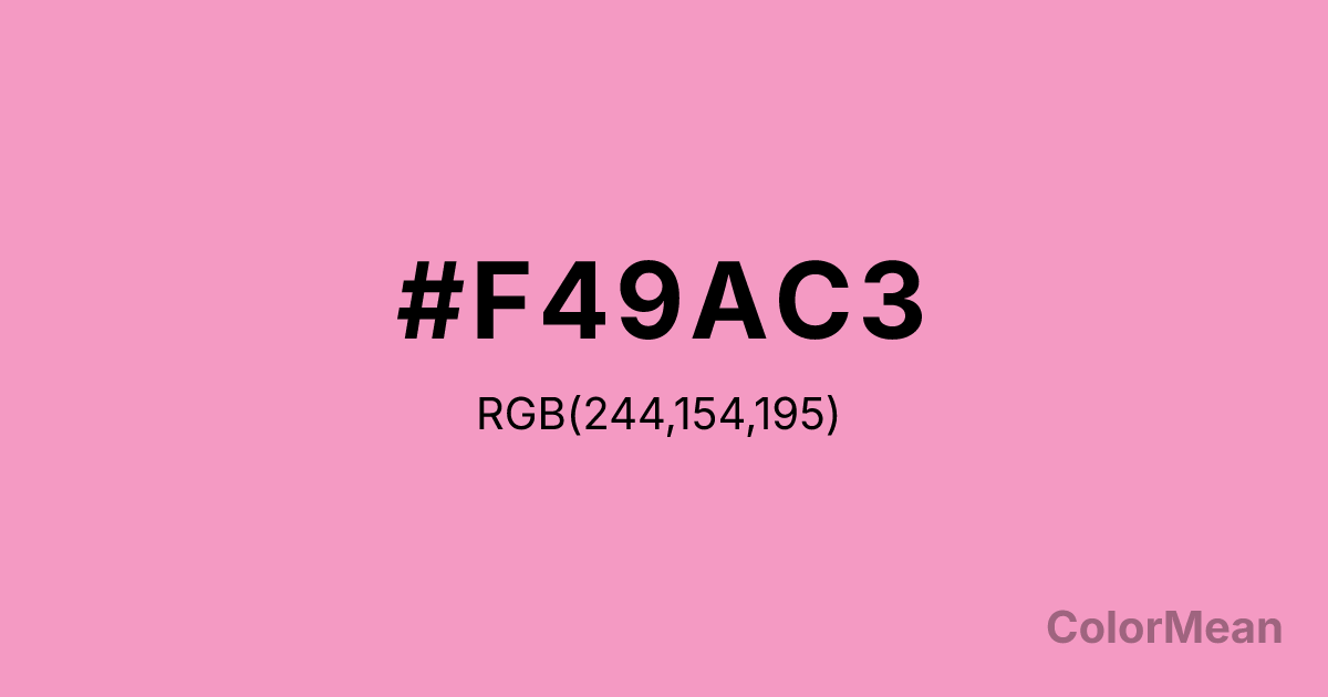 Color swatch image showing #F49AC3 with RGB(244,154,195) values
