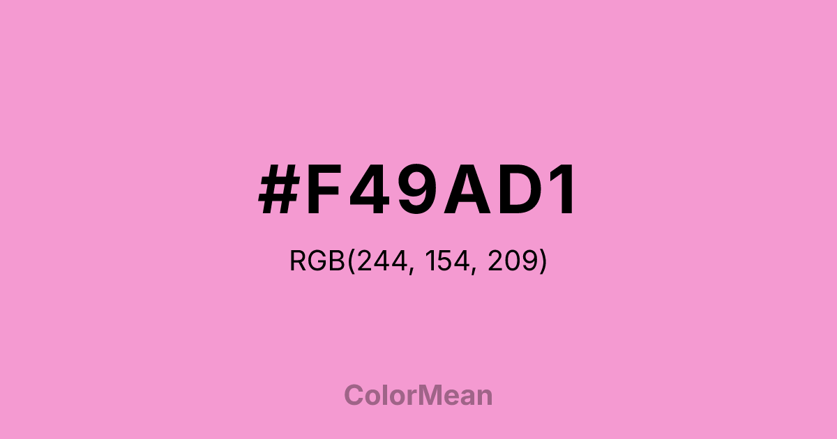 Color swatch image showing #F49AD1 with RGB(244,154,209) values