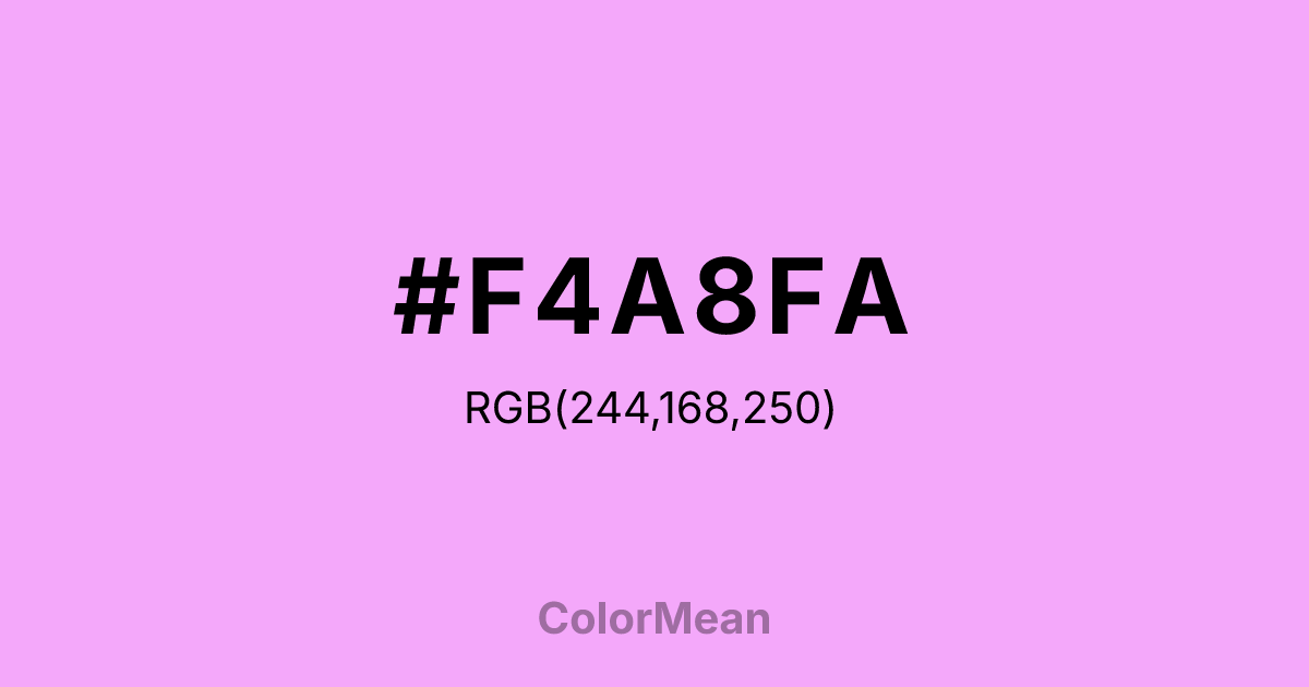 Color swatch image showing #F4A8FA with RGB(244,168,250) values
