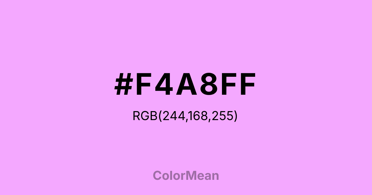 Color swatch image showing #F4A8FF with RGB(244,168,255) values