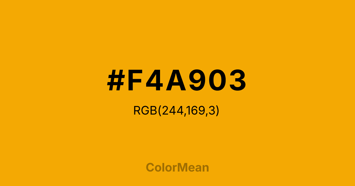 Color swatch image showing #F4A903 with RGB(244,169,3) values