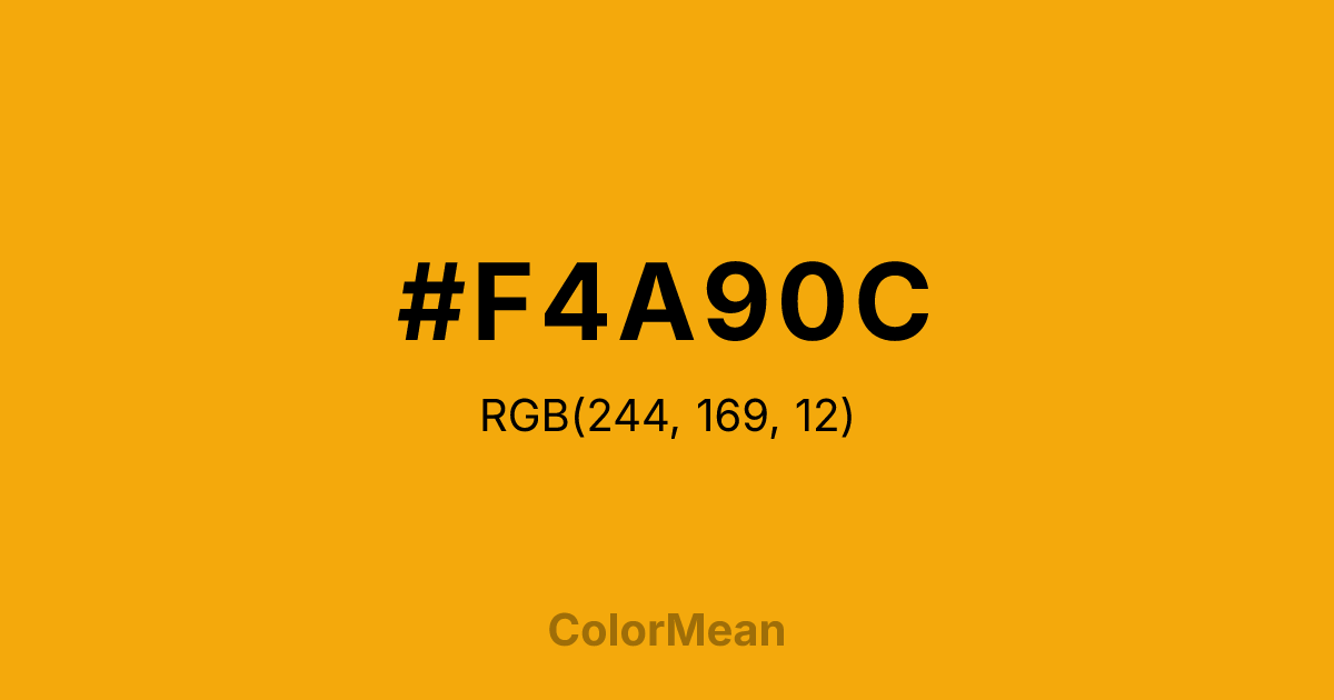 Color swatch image showing #F4A90C with RGB(244,169,12) values