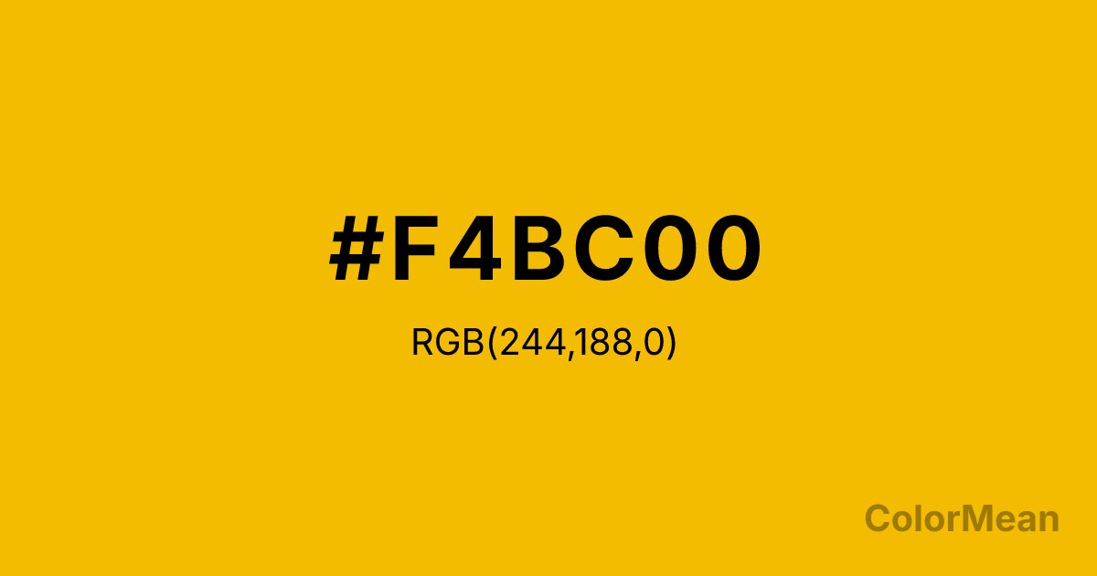 Color swatch image showing #F4BC00 with RGB(244,188,0) values