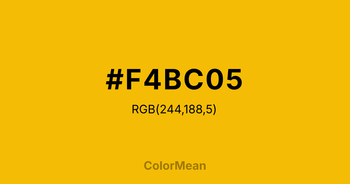 Color swatch image showing #F4BC05 with RGB(244,188,5) values