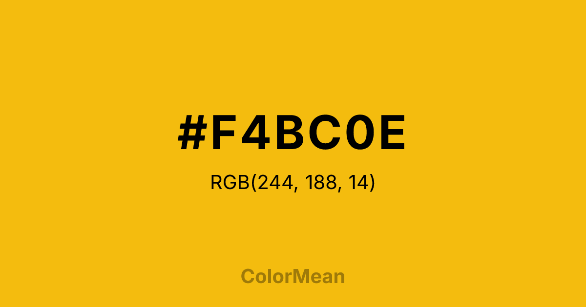 Color swatch image showing #F4BC0E with RGB(244,188,14) values