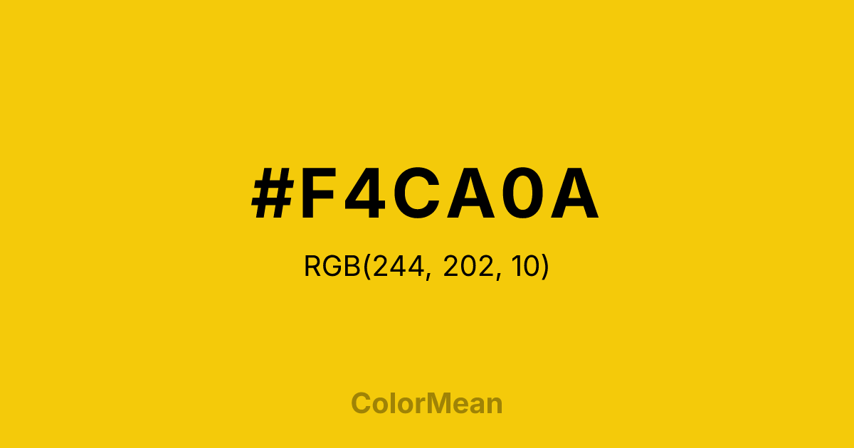 Color swatch image showing #F4CA0A with RGB(244,202,10) values