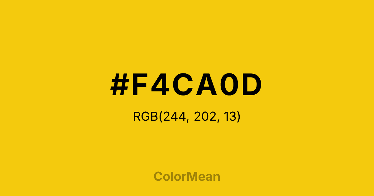 Color swatch image showing #F4CA0D with RGB(244,202,13) values
