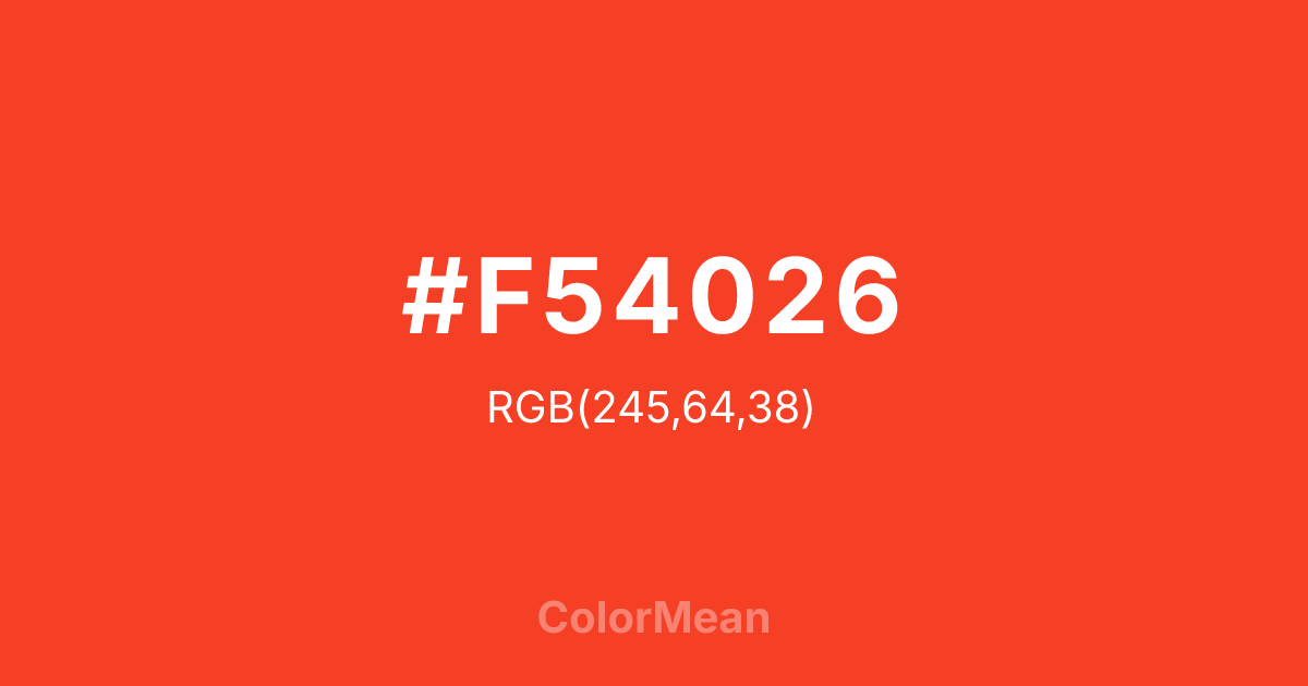 Color swatch image showing #F54026 with RGB(245,64,38) values