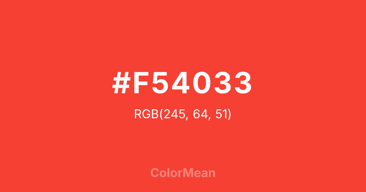 Color swatch image showing #F54033 with RGB(245,64,51) values
