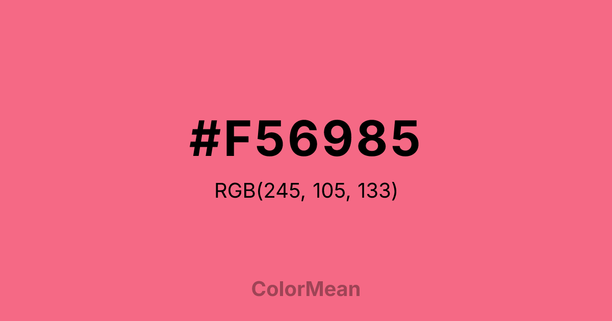 Color swatch image showing #F56985 with RGB(245,105,133) values