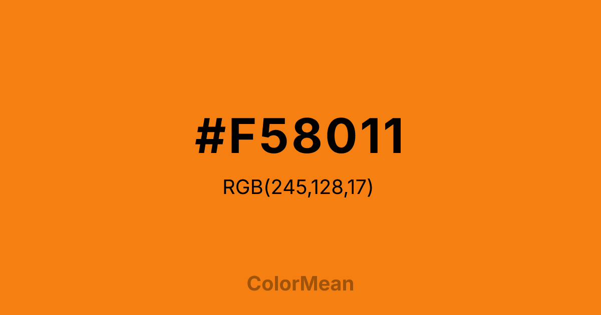 Color swatch image showing #F58011 with RGB(245,128,17) values
