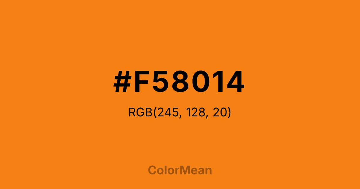 Color swatch image showing #F58014 with RGB(245,128,20) values