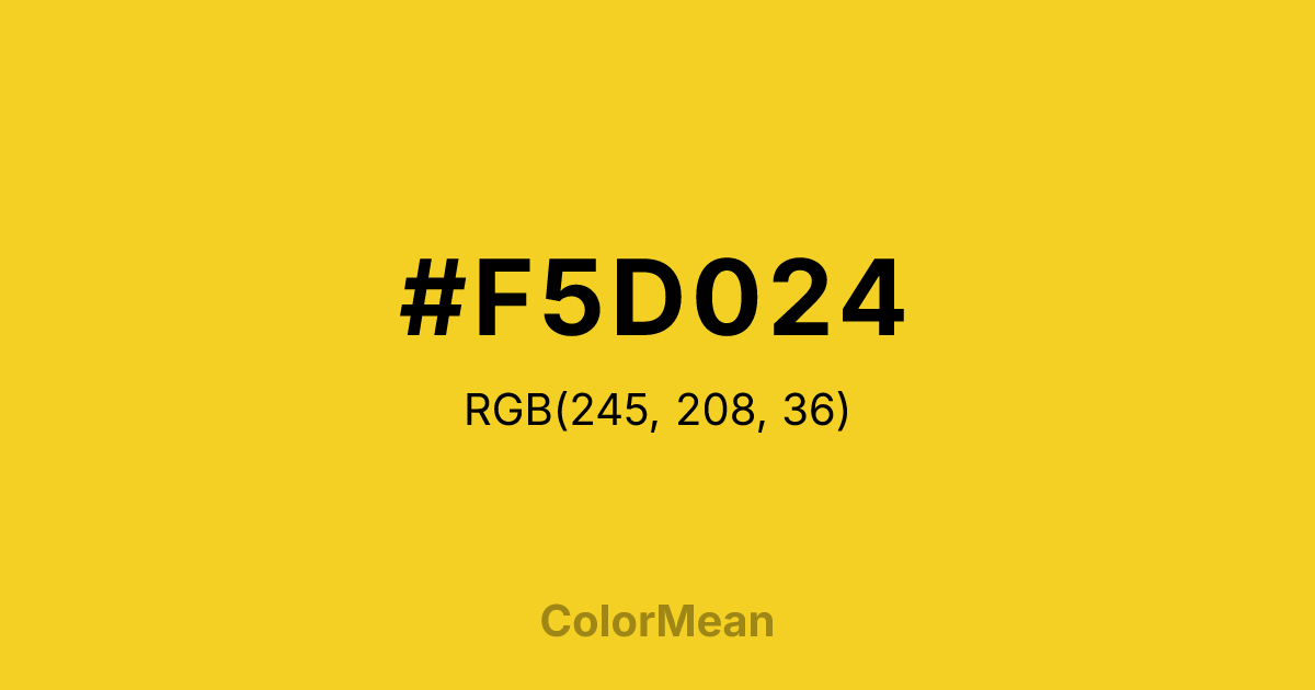 Color swatch image showing #F5D024 with RGB(245,208,36) values