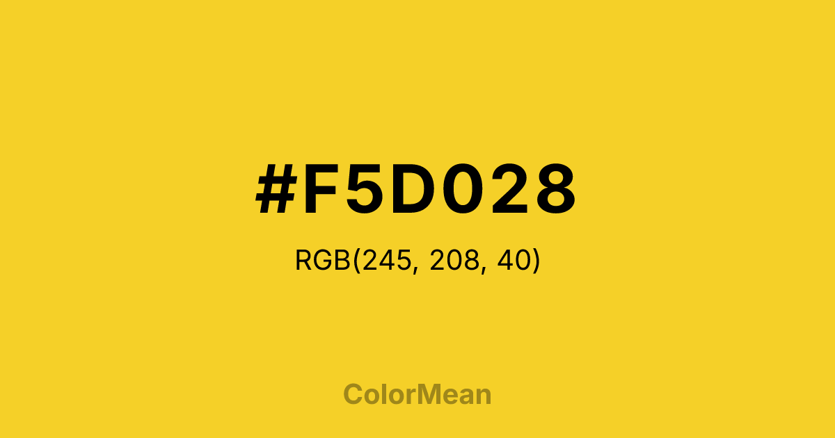Color swatch image showing #F5D028 with RGB(245,208,40) values