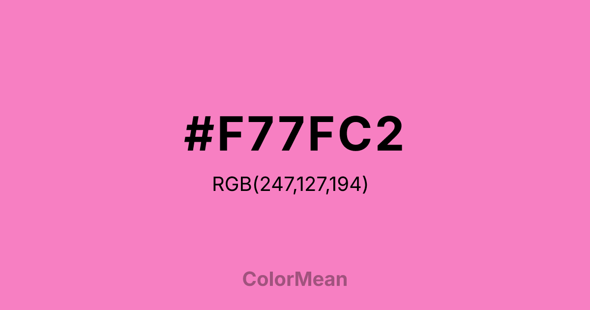 Color swatch image showing #F77FC2 with RGB(247,127,194) values