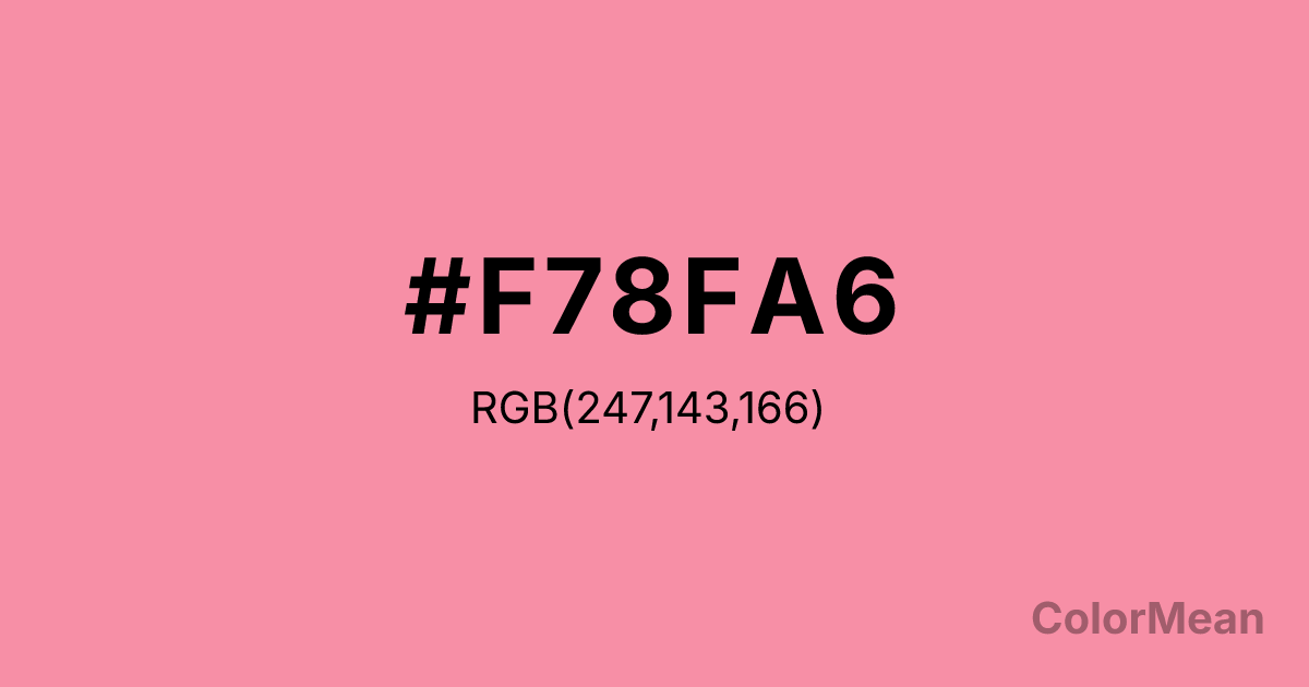 Color swatch image showing #F78FA6 with RGB(247,143,166) values