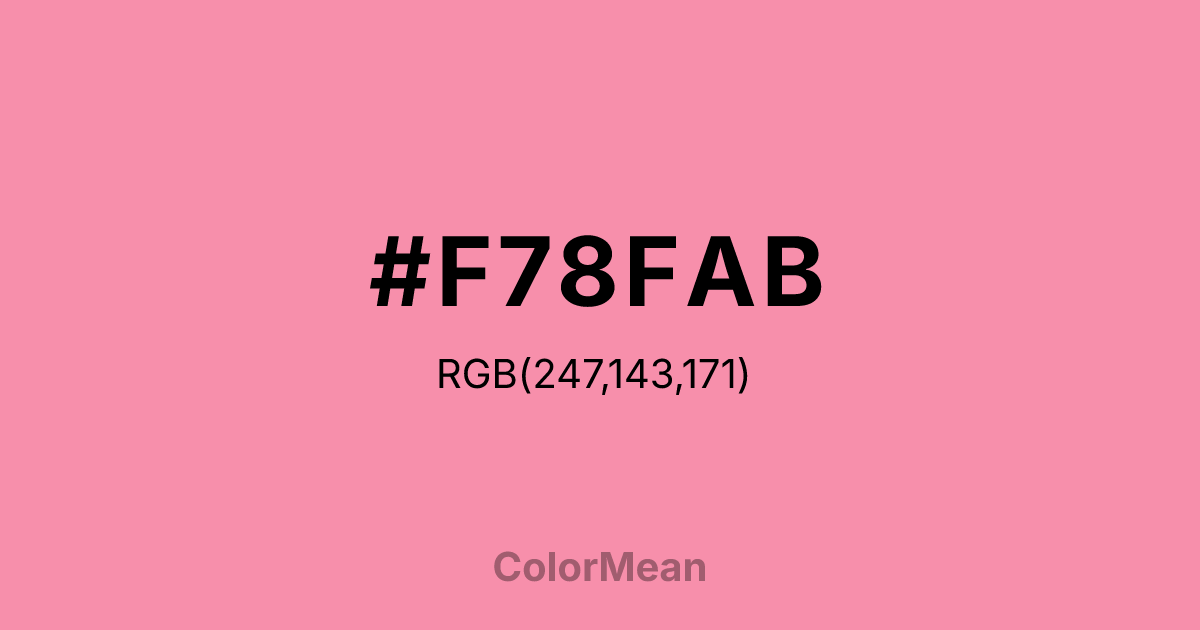 Color swatch image showing #F78FAB with RGB(247,143,171) values