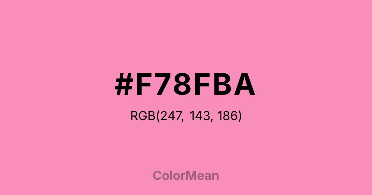 Color swatch image showing #F78FBA with RGB(247,143,186) values