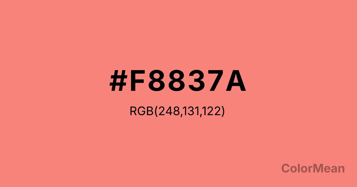 Color swatch image showing #F8837A with RGB(248,131,122) values