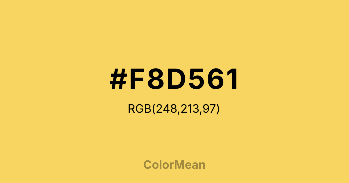 Color swatch image showing #F8D561 with RGB(248,213,97) values