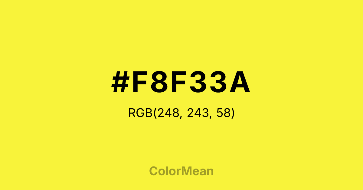 Color swatch image showing #F8F33A with RGB(248,243,58) values