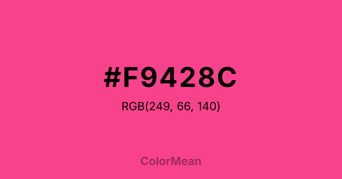 Color swatch image showing #F9428C with RGB(249,66,140) values