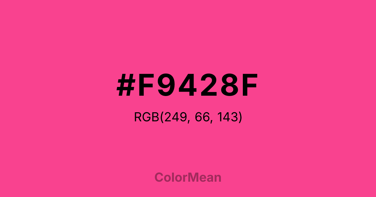 Color swatch image showing #F9428F with RGB(249,66,143) values