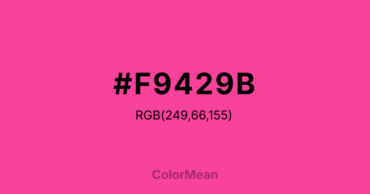 Color swatch image showing #F9429B with RGB(249,66,155) values