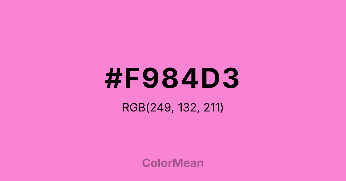 Color swatch image showing #F984D3 with RGB(249,132,211) values