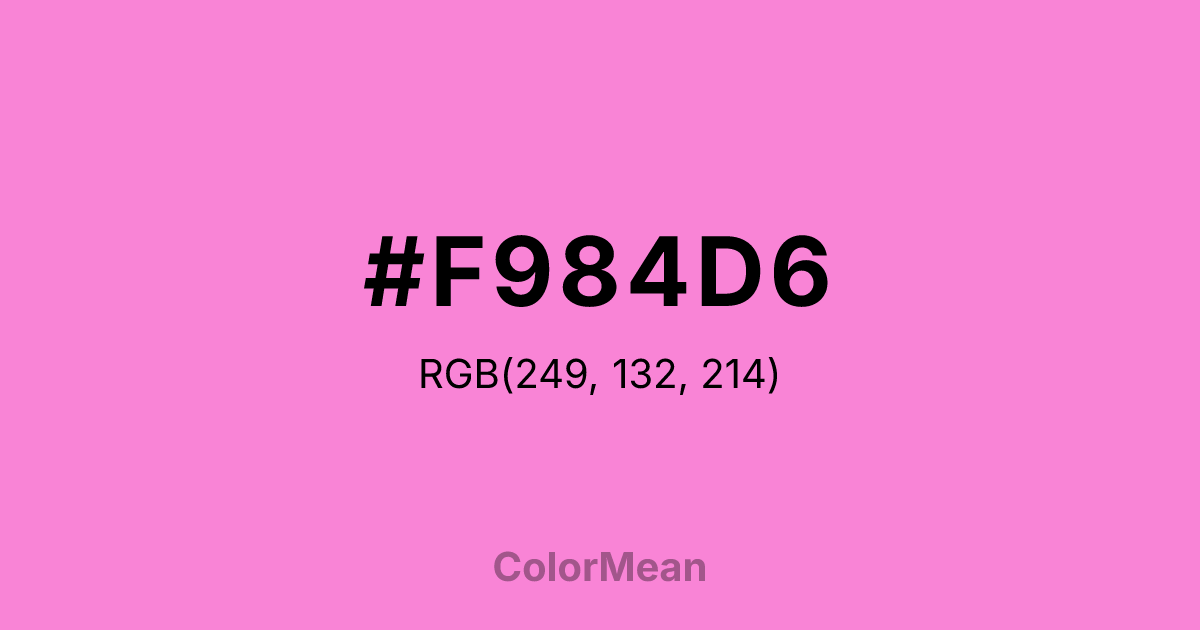 Color swatch image showing #F984D6 with RGB(249,132,214) values