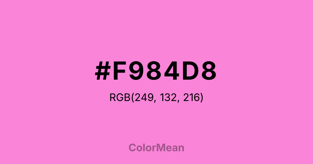 Color swatch image showing #F984D8 with RGB(249,132,216) values