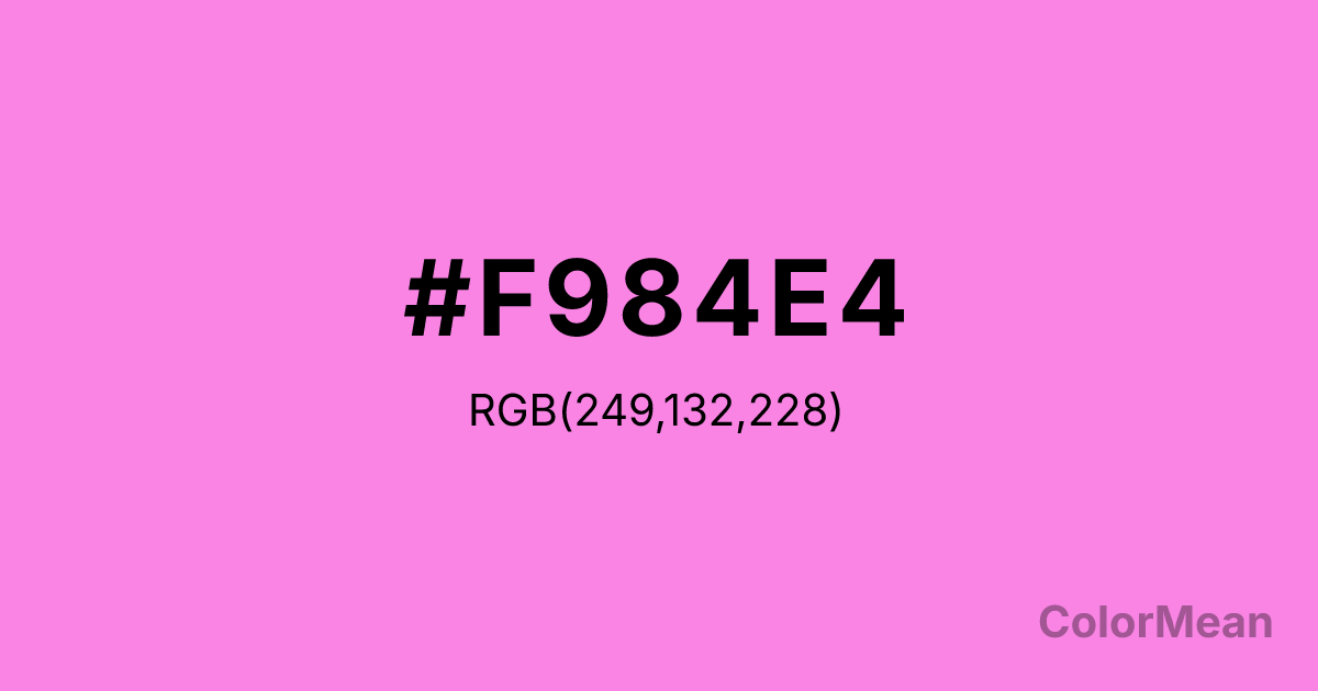 Color swatch image showing #F984E4 with RGB(249,132,228) values