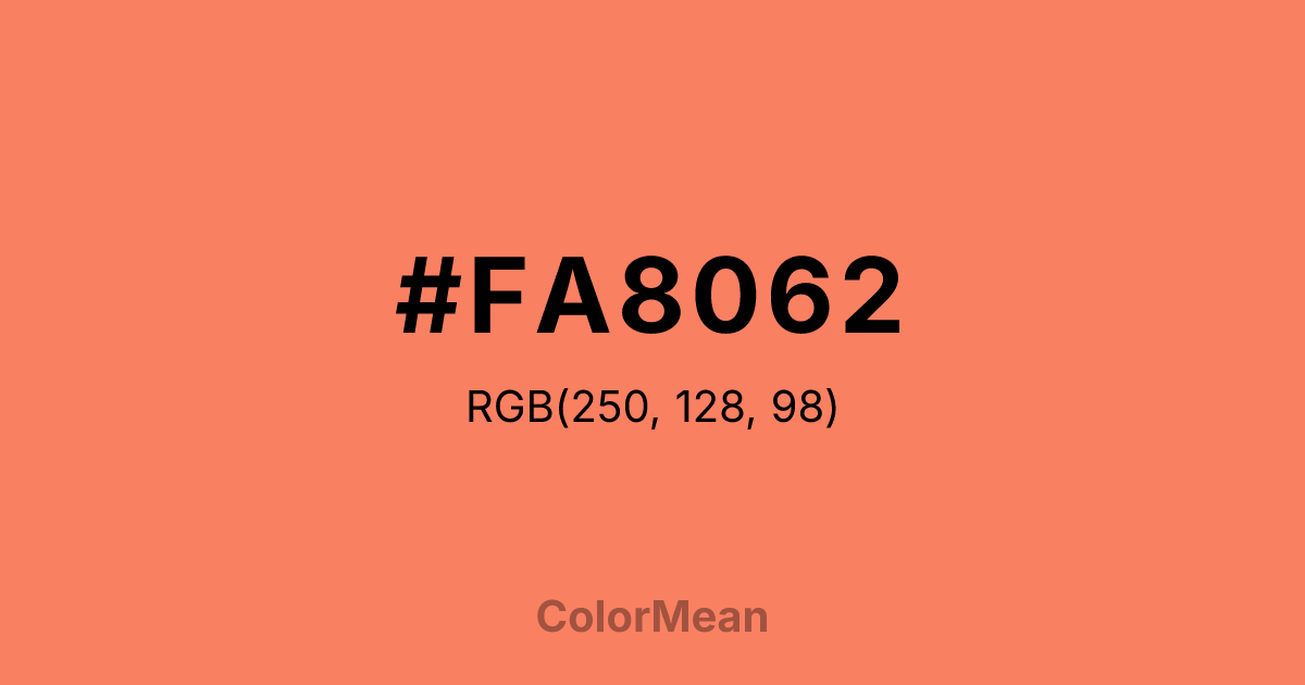 Color swatch image showing #FA8062 with RGB(250,128,98) values