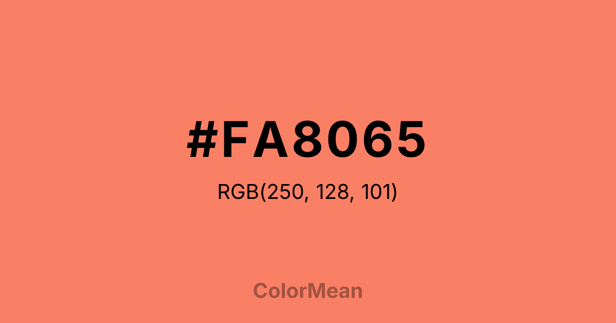 Color swatch image showing #FA8065 with RGB(250,128,101) values