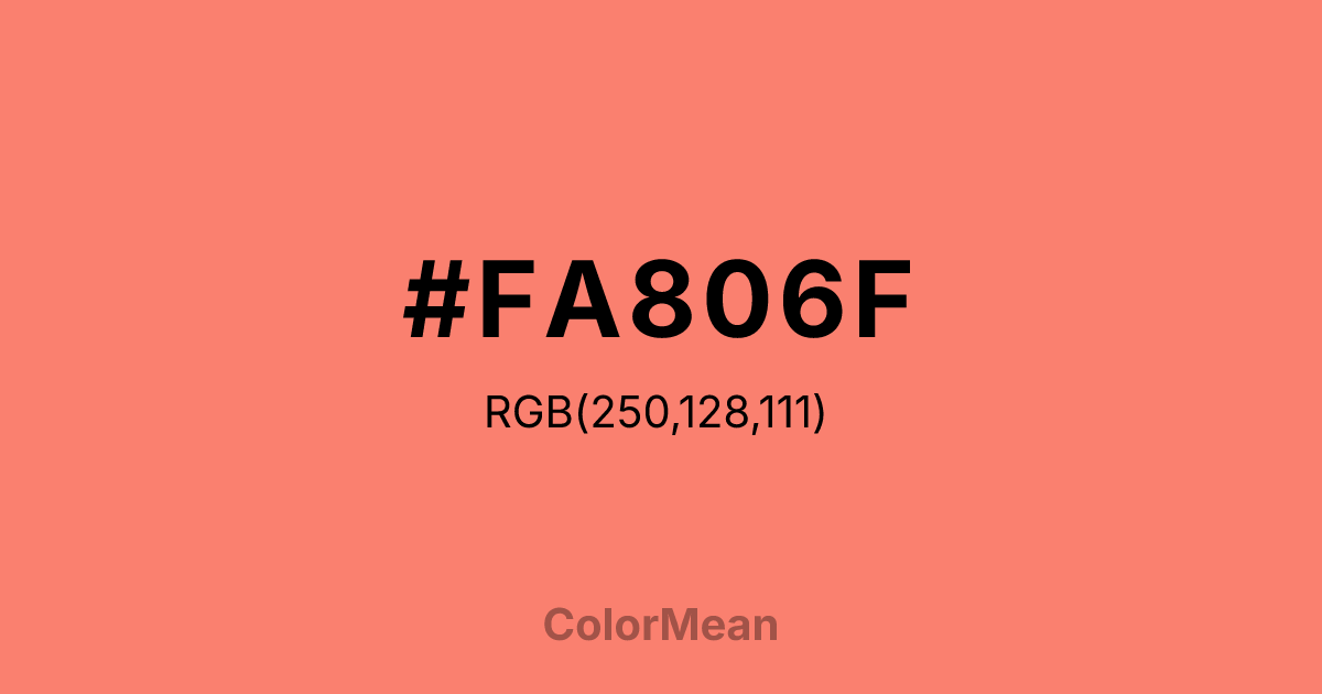 Color swatch image showing #FA806F with RGB(250,128,111) values