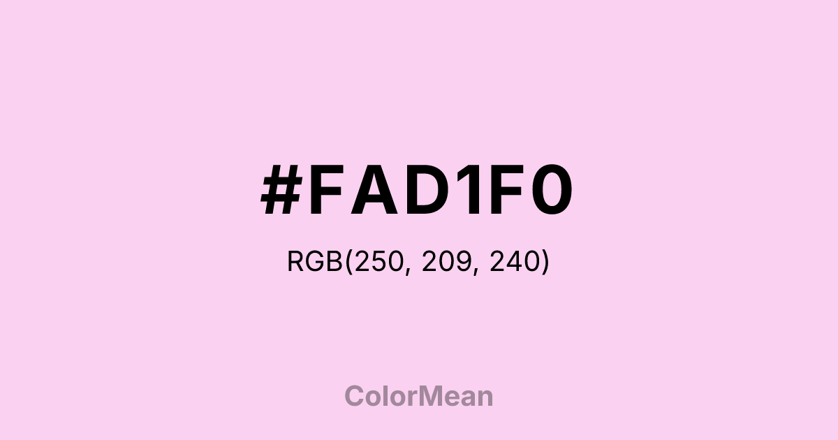 Color swatch image showing #FAD1F0 with RGB(250,209,240) values