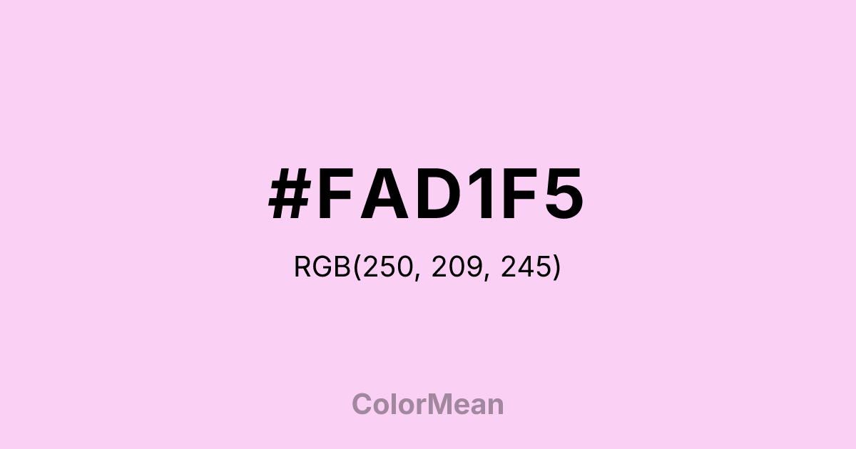 Color swatch image showing #FAD1F5 with RGB(250,209,245) values