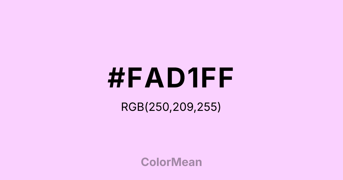Color swatch image showing #FAD1FF with RGB(250,209,255) values