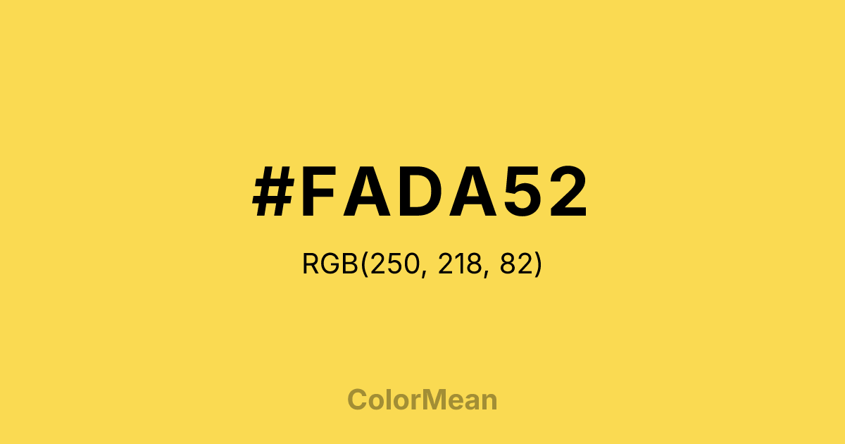 Color swatch image showing #FADA52 with RGB(250,218,82) values